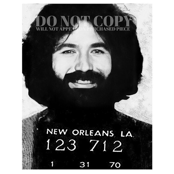Jerry Garcia Mugshot 8 X 10 | 1970 New Orleans Mug Shot | Grateful Dead | Photo - Picture 1 of 2